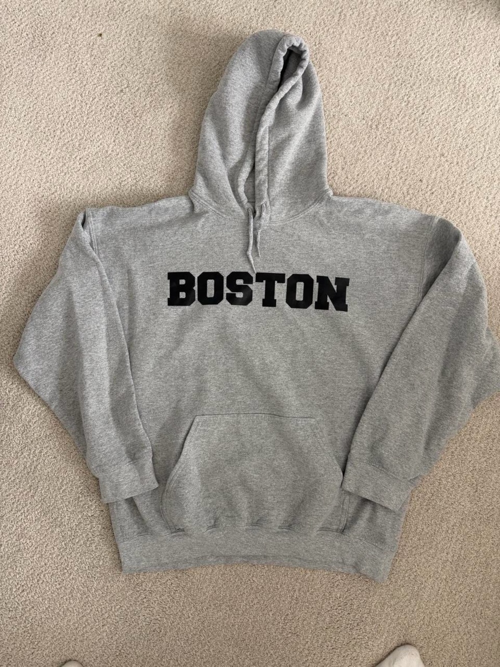 Gray "Boston" Hoodie Sweatshirt - Classic unisex Pullover